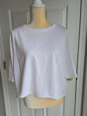aerie Let Loose Fleece T-shirt White Crop Top